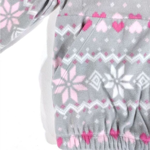 Athletic Works Girls Half Zip Pullover Sweatshirt Grey Hearts - Size Large - Picture 4 of 9